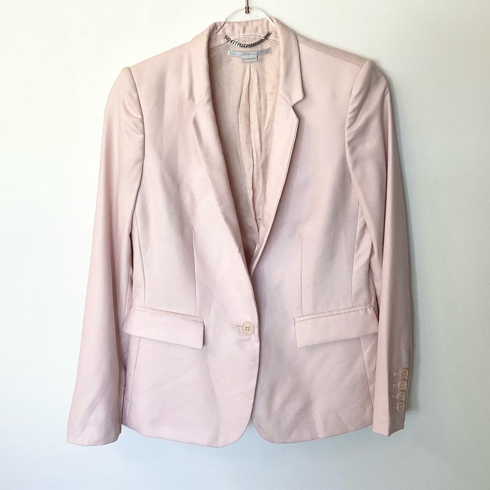 Stella McCartney Single Button Pique Wool Blazer - Blush - Size 40 (US 4-6)